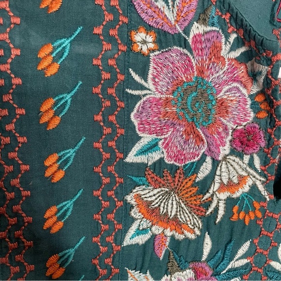 Johnny Was Floral Embroidered Bohemian Peasant Festival Mini Dress XS - Picture 8 of 14